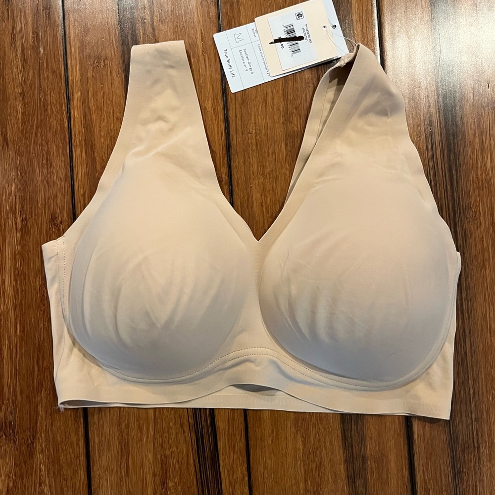 NWT True Body Lift V Neck Bra Large DD+ Nude
